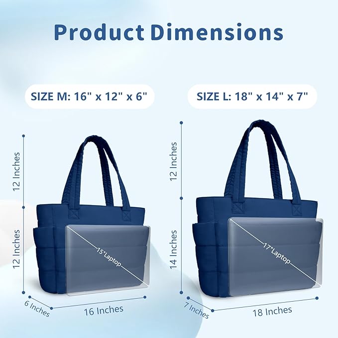 TOPDesign Puffer Tote Bag for Women, Lightweight Puffy Handbag with Compartments, Quilted Shoulder Bag for Work, Travel, Gym