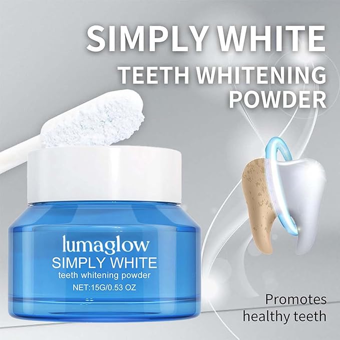 Lumaglow Natural Whitening Powder, Shimmer Deluxe Teeth Whitening Powder, Lumaglow Whitening Powder, Natural Teeth Whitener, Instant Stain Removal, Mint Flavor (1)