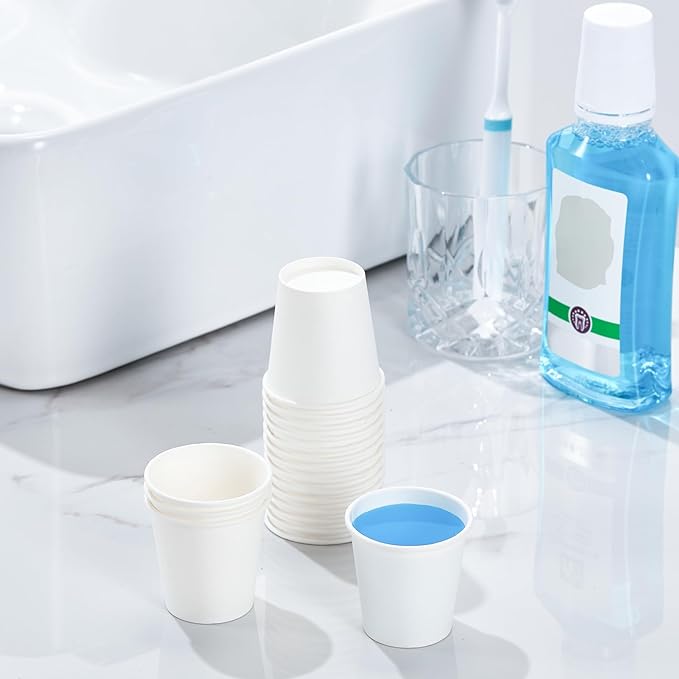 Lamosi 5 oz White Paper Cups 300 Pack, Small Paper Cups, 5 oz Disposable Bathroom Cup for Mouthwash, Parties, Picnics and Barbecues
