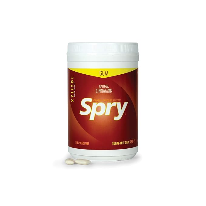 Spry Fresh Natural Xylitol Chewing Gum Dental Defense System - Aspartame-Free, Sugar-Free, Non-GMO, Gluten-Free (Cinnamon, 550 Count - Pack of 1)