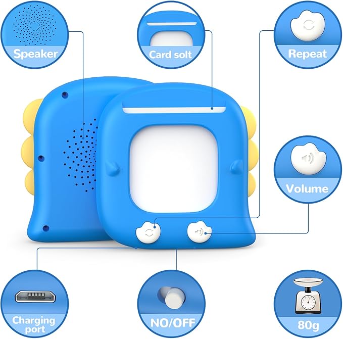 Kidzdo Talking Flash Cards with 560 Sight Word, Christmas Birthday Gifts for 2 3 4 5 6 Year Old Boys Girls, Montessori Pocket Speech Language Therapy Toys, Portable Toddlers Toys for Ages 2-6, Blue