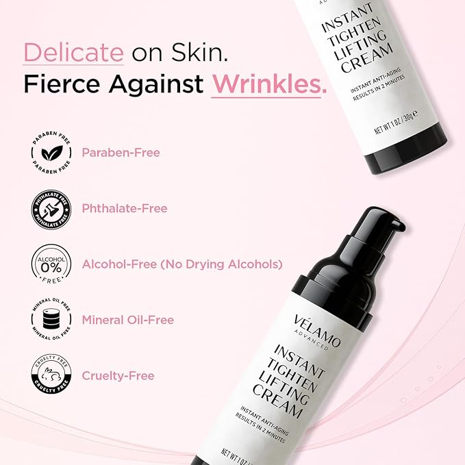 VELAMO ADVANCED Instant Eye & Face Lift Cream: Rapid Under Eye Bags Wrinkles Smile Lines Forehead Lines Remover - Temporary Firming & Tightening Treatment in 2 Minutes 1 OZ/30g