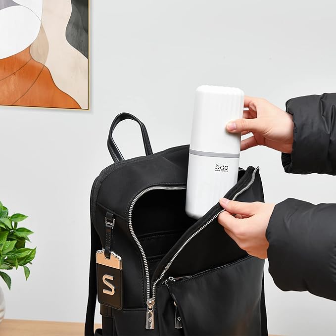 VITVITI White Toothbrush Travel Case, Portable Travel Soap Container Leakproof Dish Tray,7.88 inch Toothpaste Toothbrush Holder with Cover for Trip/Bathroom/Camping