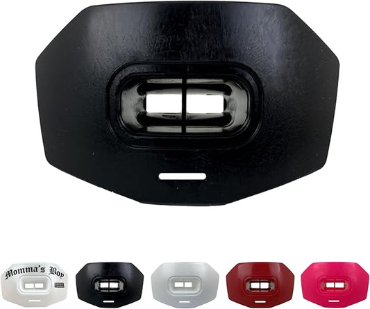 DAMAGE CONTROL Youth Football Mouth Guard – Breathable No Boil Mouthpiece, Protects Lips & Teeth, Works with Braces, Includes Helmet Strap – Sports Gear & Accessories (Black)