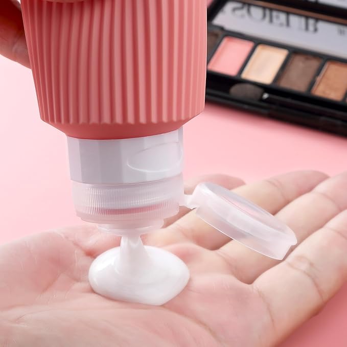 Travel Bottles for Toiletries, Large 6oz Travel Size Containers, BPA Free Leak Proof Tubs Refillable Liquid Accessories with Toiletry Bag for Cometic Shampoo and Lotion Soap (4 Pack)