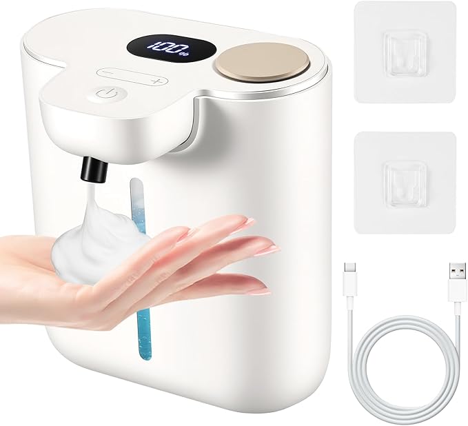 Automatic Soap Dispenser,Touchless Foaming Soap Dispenser,16.9oz/500ml Rechargeable Wall Mounted Smart Dispenser for Bathroom Kitchen,Easy for Toddlers(White)