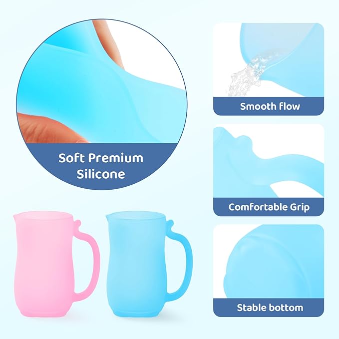 HOLINDK Baby Bath Rinse Cup - Elegant Design, Food - grade Silicone, Create a Pleasant Bath Time (blue)