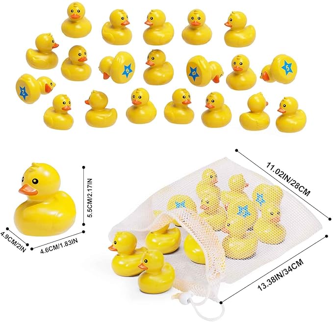 Duck Matching Bath Toys for Kids - 20 Plastic Ducks with Storage Bag | Fun Memory Games-Float Mini Duck Baby Bath Ducky Shower Toys-Water Outdoor Game for Children,Preschoolers,Birthday Party Carnival