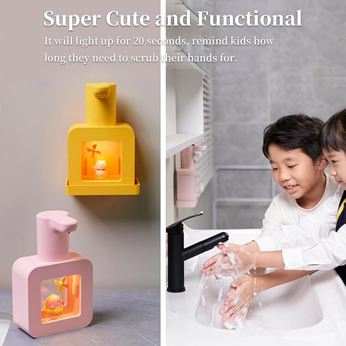 Cute Soap Dispenser for Kids - Automatic Foaming Soap Dispenser for Bathroom Kitchen Office School Children Gift, Waterproof USB Rechargeable Hand-Free 13.5oz,White Unicorn