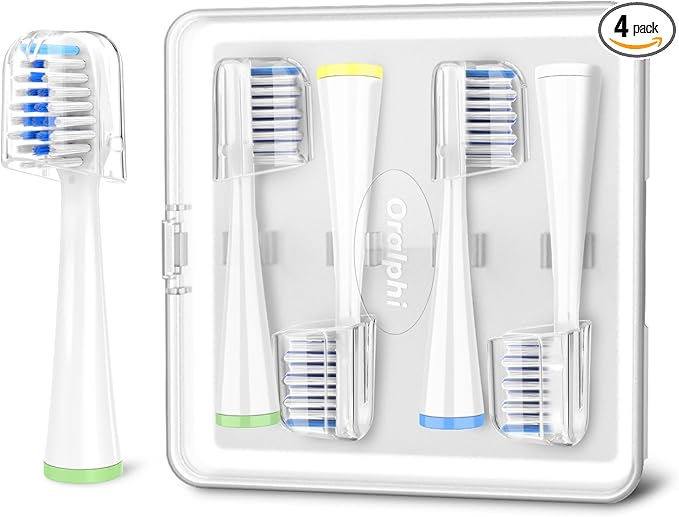 4 Pack Toothbrush Replacement Heads for Waterpik Sensonic Complete Care CC-04CD010-1, and for Waterpik Sensonic Electric Toothbrush STW-03W020/STW-03W027, with Cover for White STWB-3WW-B