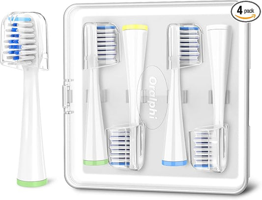 4 Pack Toothbrush Replacement Heads for Waterpik Sensonic Complete Care CC-04CD010-1, and for Waterpik Sensonic Electric Toothbrush STW-03W020/STW-03W027, with Cover for White STWB-3WW-B