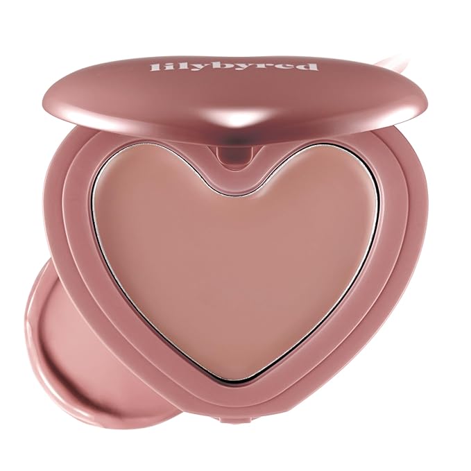 lilybyred Luv Beam Cheek Balm | Heart-Shaped Korean Cream Blush, Semi-Matte Finish, Long-Lasting, Blendable & Buildable, Soft Creamy Texture, Lightweight, Natural Flush, 0.12 oz. (14 Rosy Beam)
