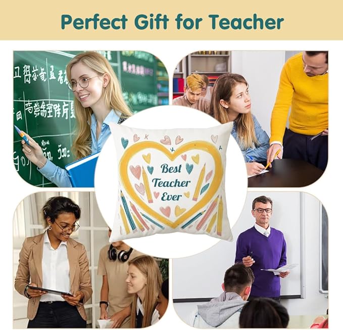 Cirzone Teacher Gifts for Women -18x18Inch Throw Pillow Cover Unique Best Teacher Gifts with Gift Box Perfect Birthday Teacher Thanksgiving Gifts for Home Sofa Decor