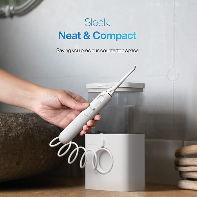 AquaSonic Aqua Flosser PRO | Professional Water Flosser with Large Capacity Reservoir | Oral Irrigator w/ 2 Modes, 10 Levels of Water Pressure, 4 Included Tips | Sleek & Compact