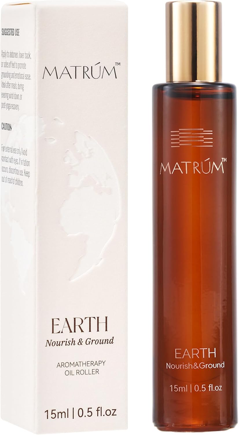 MATRUM Deep Relax & Ease Anxiety Essential Oil Roll On Set, 100% Pure Aromatherapy Oils for Stress Relief, Calming & Emotional Balance, Pet Friendly, Portable, Wood & Earth Duo, 1 Fl Oz