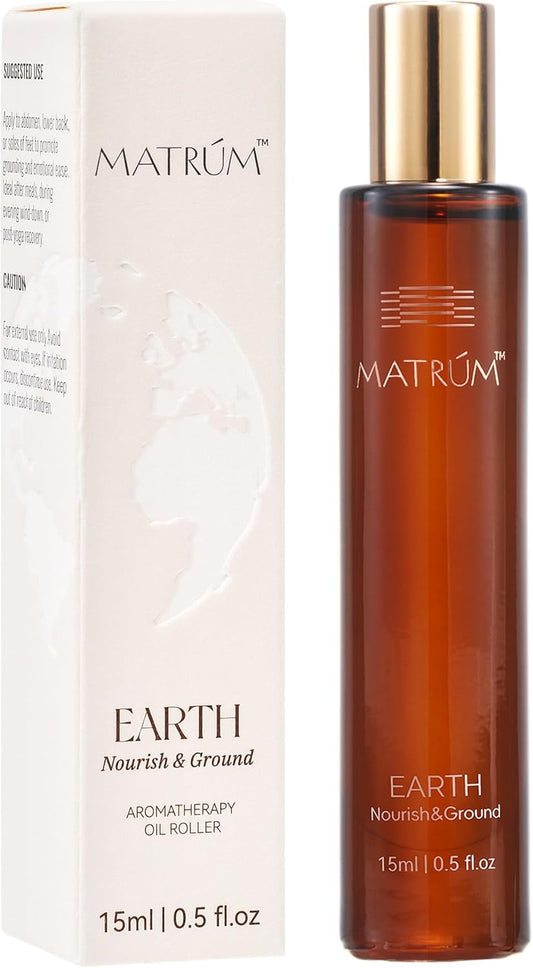 MATRUM Deep Relax & Ease Anxiety Essential Oil Roll On Set, 100% Pure Aromatherapy Oils for Stress Relief, Calming & Emotional Balance, Pet Friendly, Portable, Wood & Earth Duo, 1 Fl Oz