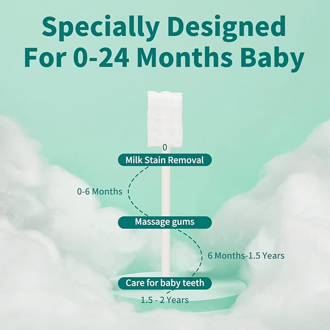 Baby Tongue Cleaner Toothbrush 30Pcs Disposable Infant Tooth Brush Clean Baby Mouth with 2Pcs Finger Toothbrush Oral Cleaning Stick Gauze Cleaner Stick Dental (Pink, 30 Piece Assortment)