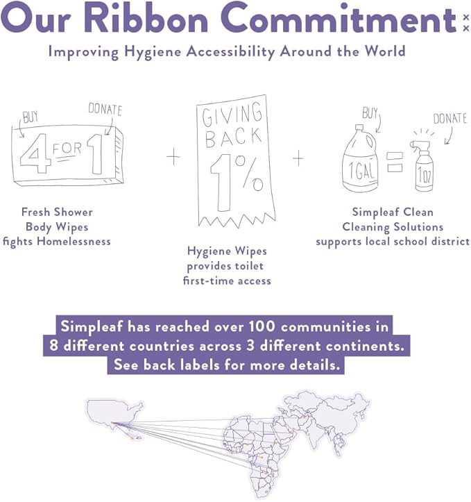 Simpleaf Flushable Wet Wipes Lavender| Eco-Friendly, Paraben & Alcohol Free | Hypoallergenic & Safe for Sensitive Skin | Soothing Aloe Formula | (24 x 25 Counts Convenient Pack) 600 Counts Total