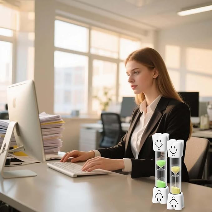 Toothbrush Timer 2 Minute Sand Timer Smile Pattern Tooth Brushing Sand Timer, Mini Hourglass Sand Clock Set for Desk, Decoration (Pack of 2)