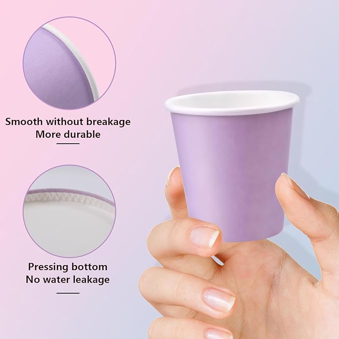 300 Pack 3oz Purple Paper Cups,Mouthwash Cups, Disposable Bathroom Cups,Small Paper Cups 3oz Ideal for Bathroom,Supermarket,Birthday Party,Picnic and BBQ
