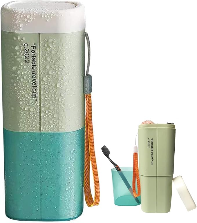 Toothbrush Travel Case, Portable Travel Toothbrush Holder, Multifunction Toothbrushes Toothpaste Set with Cup, Toothbrush Case for Traveling, Camping, School, Business and Daily Uses (Green)