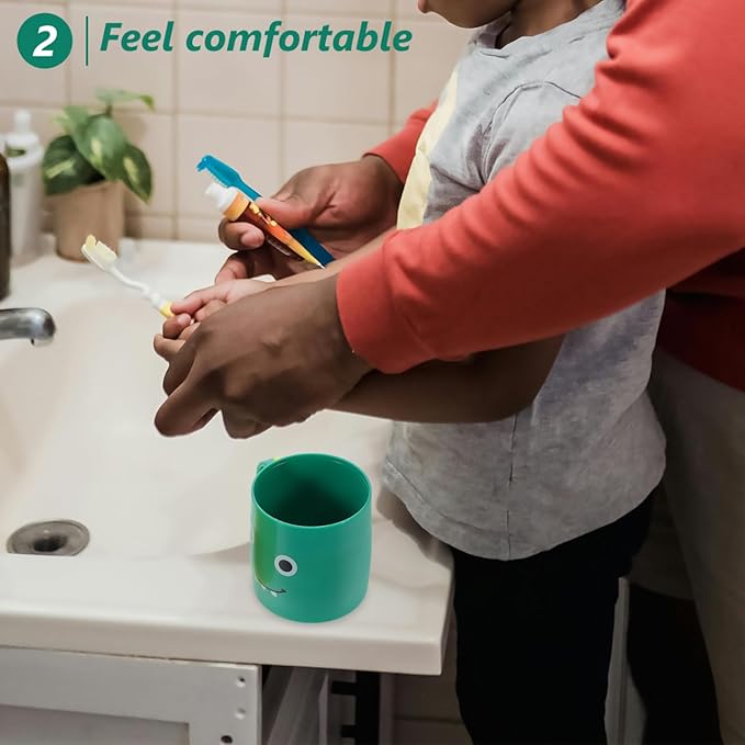 ABOOFAN 2Pcs Cute Dinosaur Toothbrush Cup for Kids Toddler Unbreakable Plastic Bathroom Tumbler Cup Multipurpose Toothbrush Holder for Bathroom Kitchen