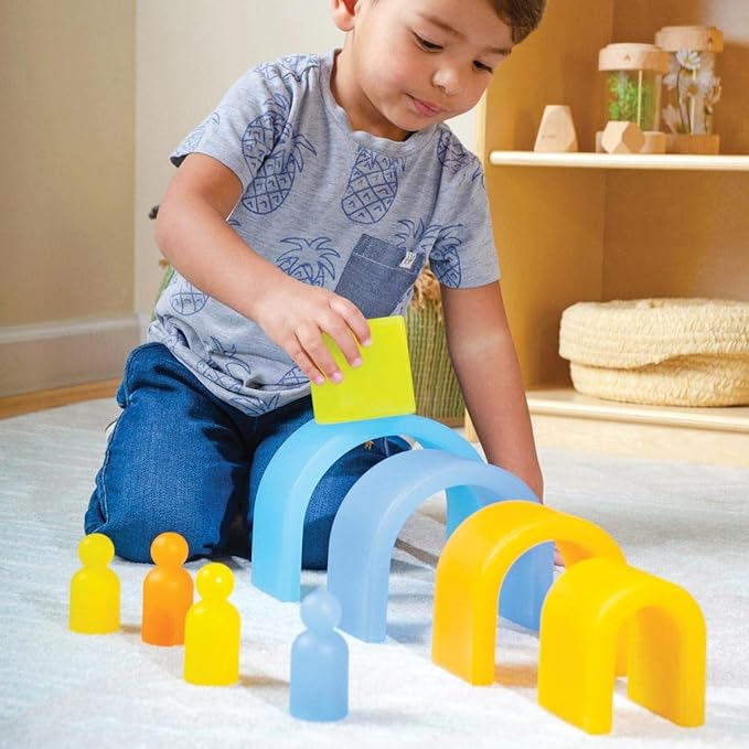 Kaplan Early Learning Discovery People - Natural - 16 Pieces | Toddler Stacking and Sorting, Nesting Toys | Preschool Block Play