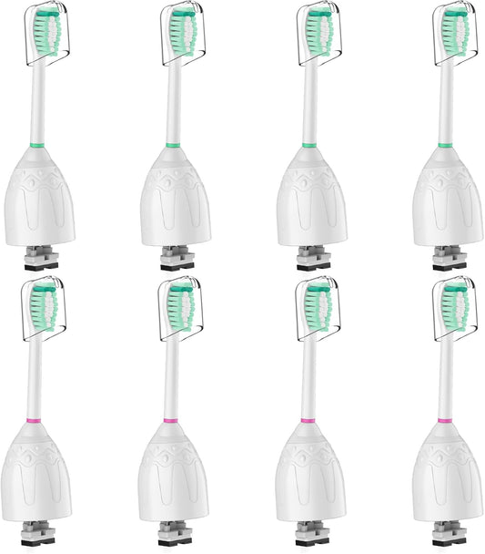 Toothbrush Heads for Philips Sonicare Replacement Brush Heads Medium Soft Dupont Bristles Electric Toothbrush Replacement Heads Fit E-Series Essence Xtreme Elite Advance and CleanCare, 8 Pack, White