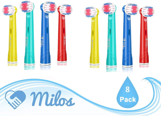 Milos Electric Toothbrush Replacement Heads Oral B Compatible Pack of 8, Extra Soft Bristles, Fits for Electric Braun Brush Heads, Refill for Vitality Precision Sensitive White, Clean Triumph