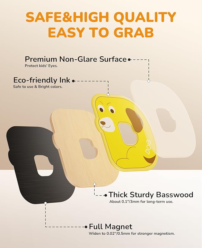 JoyCat Wooden Thick Alphabet Magnets for Toddlers Fridge Large Size Cute Animal Colorful ABC Magnetic Letters 26 Uppercase Letters Educational Toy Set for Kids Toddlers Preschool Learning Spelling