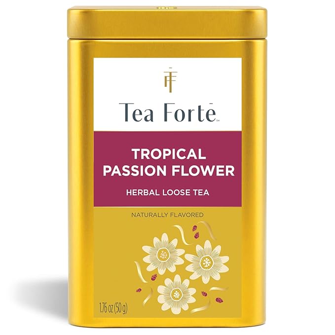 Tea Forte Tropical Passion Flower Premium Loose Leaf Caffeine-Free Herbal Tea Blend Canister, Makes 35-50 Cups