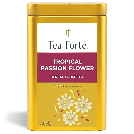 Tea Forte Tropical Passion Flower Premium Loose Leaf Caffeine-Free Herbal Tea Blend Canister, Makes 35-50 Cups