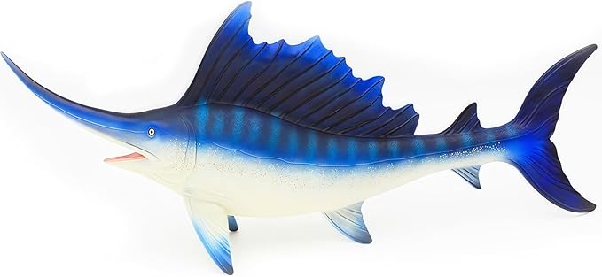 Gemini&Genius Sea Animal Sailfish Action Figure Soft Rubber 17” Swimming Pool Bathtub Toys, Realistic Ocean Animals Swordfish Educational and Role Play Toys for Kids and Collectors (Blue Sailfish)