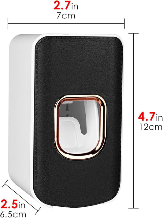 2 Slot Toothbrush Holder and Toothpaste Dispenser Wall Mounted, Automatic Toothpaste Squeezer, 2 in 1 Tooth Brush Toothpaste Organizer for Shower (Black 2Pack)