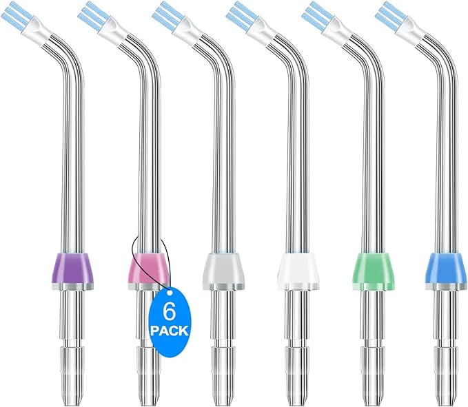 Replacement Tips Compatible with Waterpik Water Flosser and Other Oral Irrigators, Plaque Remove Bristles (6 Plaque Chaser Tips)