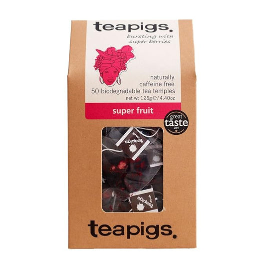 Teapigs Super Fruit Tea Bags Made With Whole Fruit, caffeine-free, natural ingredients (1 Pack of 50 Teabags)
