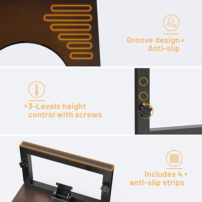 Bamboo Toilet Stool Squat, 7in 8 in & 9in Adjustable Heights, Foldable Poop Stools for Bathroom Adults Kids, Squat Stool Potty with Non-Slip, Sturdy Pooping Step Stools, Brown