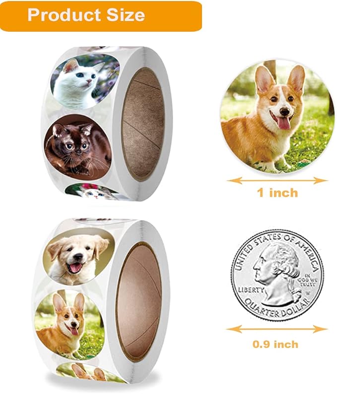 Dog and Cat Stickers for Kids Teachers,1000 Pcs Dog Cat Design Stickers for Kids Birthday Party, School Reward, Giveaways