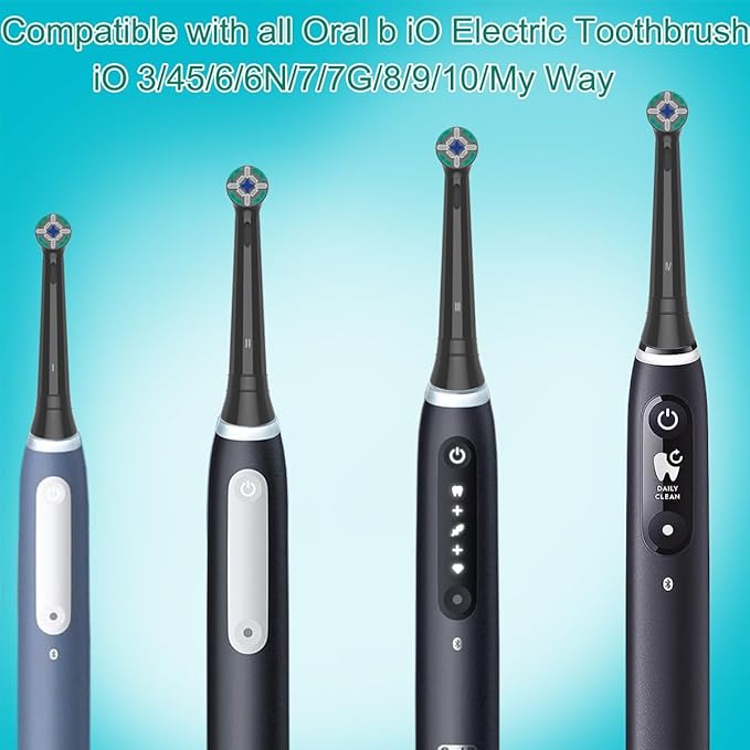 Replacement Heads Compatible with Oral B iO Electric Toothbrush, Soft Toothbrush Heads Fit for Oral-B iO 2/3/4/5/6/7/8/9/10 Series with Covers, Black 8pcs