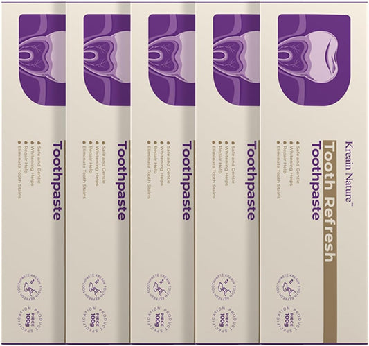 Tooth Refresh Toothpaste, Fresh Breath Formula Whitening Toothpaste, Natural Oral Care & Enamel Repair, Helps Remove Coffee, Tea & Wine Stains, Fresh Minty Gel, 3.5 Oz Tube, 5 Pack