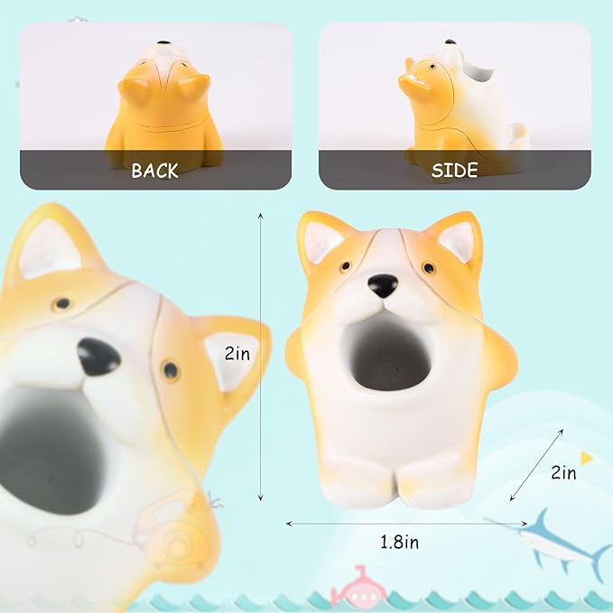 Cute Animal Toothbrush Holder - Corgi Pen Pencil Holder,Mini Resin Freestanding Storage Base for Box Pen Brush Toothpick Desktop Storage Container, Washroom Office Organizer Accessories (Corgi)