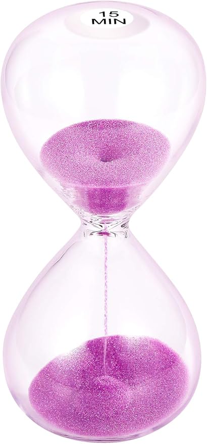 SuLiao Sand Timer 15 Minute Hourglass: 5.1 Inch Purple Sand Clock, Large Sandglass 15 Min, Hour Glass Reloj De Arenai for Kids, Games, Classroom, Home, Desk, Office Decoration