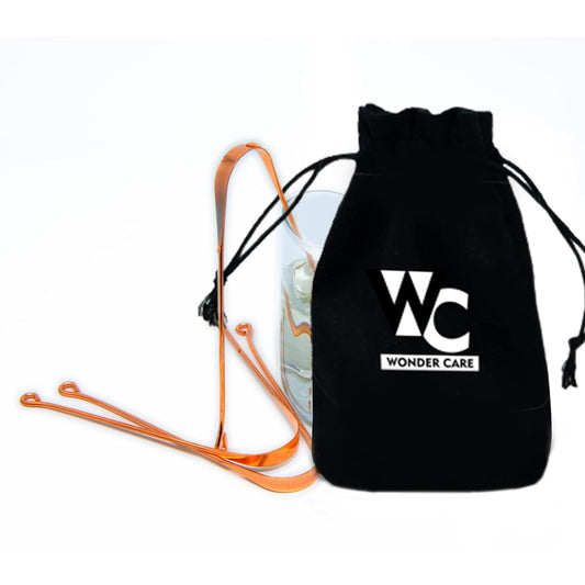 Wonder Care - 100% Copper Tongue Scraper Tongue cleaner Ayurvedic for Optimal Oral Hygiene (3 Pieces)