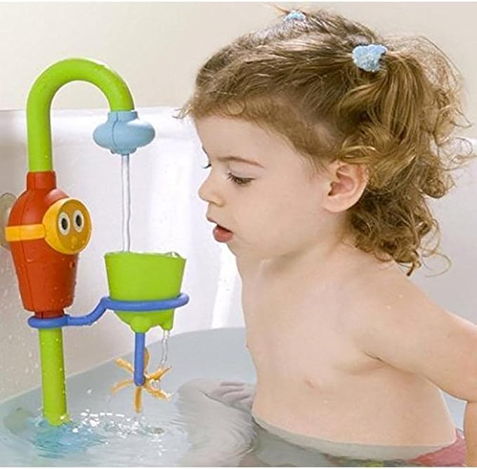 Yookidoo Toddler and Baby Bath Toy (Ages 1-3): Flow N Fill - 3 Stackable Play Cups - Battery Operated Interactive Hose Toy & Tumblers with Multiple Play Aspects - Make Bath Time Maigcal (No Mold)