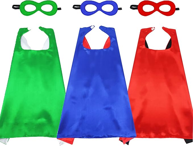 D.Q.Z Toys for 3-9 Years Old Boys Girls, Superhero-Capes and Masks for Kids Dress Up Super Hero Costume Birthday Party Favors, 3 Pack