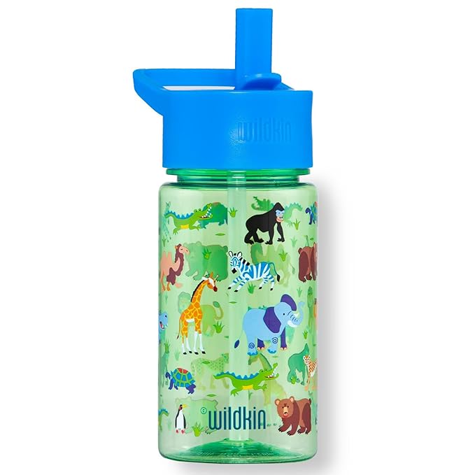 Wildkin Kids 16 Oz Water Bottle – BPA-Free Tritan, Leak-Proof Lid, Durable & Easy to Clean - Wild Animals