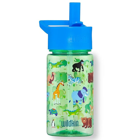 Wildkin Kids 16 Oz Water Bottle – BPA-Free Tritan, Leak-Proof Lid, Durable & Easy to Clean - Wild Animals