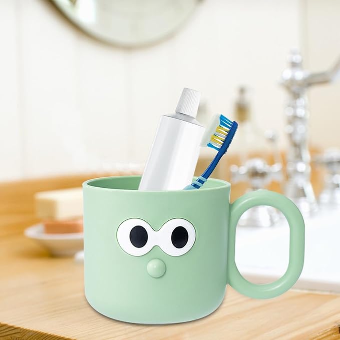 DNCG Cartoon Brush Mug, Kids Mouthwash Cup, Animal Bathroom Toothbrush Mugs, Lovely Cartoon Brush Cup, Toothbrush Cup Holder for Kids Attractive Cup, Green, IHKGWVJXPIN5LJU4TEG