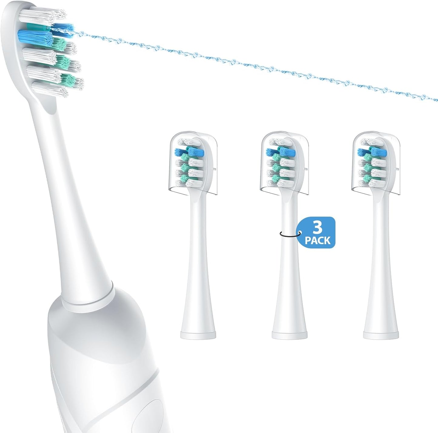 3 Pack Toothbrush Replacement Heads Compatible with WaterPik Sonic Fusion 2.0, FitMount Flossing Brush Head Fit for Water-Pic SF-01 SF-02 and 2.0 SF-03 SF-04