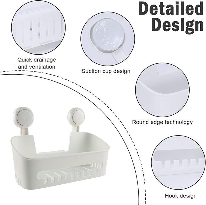 Bath Toy Storage Organizer,Kids Bathtub Toy Holder with Drain Holes,Shower Caddy for Bathtub,No Drilling Shower Caddy Suction Cup,Waterproof Storage Basket for Bathroom,Kitchen